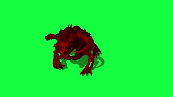 3d动画的神话野兽动物是运行在绿色屏幕上