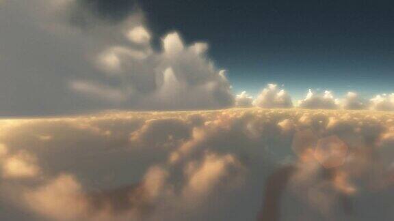 天上的飞行穿过云层