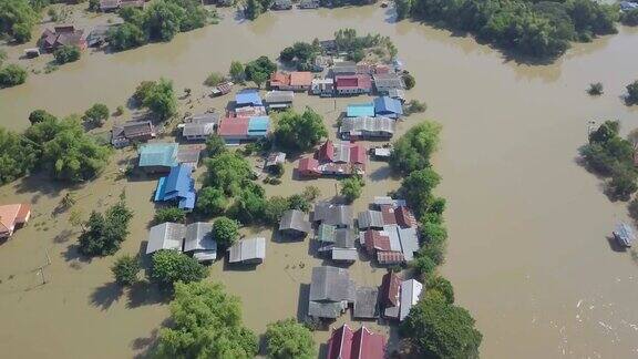 泰国大城府洪水鸟瞰图