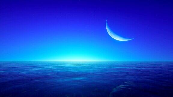热带海洋上空的月亮