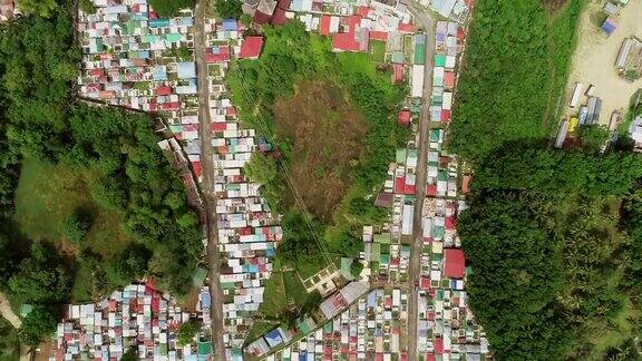 菲律宾宿务市住宅区的空中抽象视图