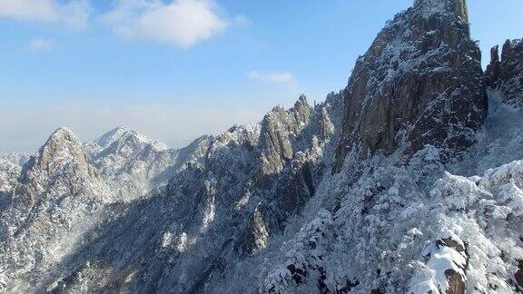 中国黄山雪景航拍