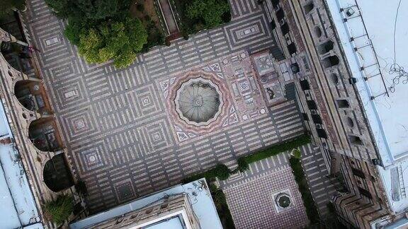 大马士革AZM宫殿鸟瞰图叙利亚最美丽的宫殿之一我们可以看到宫殿中央的庭院