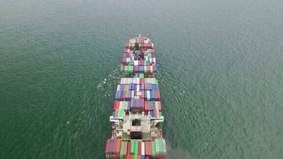 4K分辨率货柜货轮在商业港口码头香港商业物流和运输业国际水运