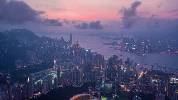 鸟瞰香港维多利亚港风光