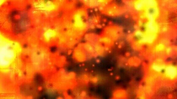 火焰红色的灰烬与升起的黑烟粒子-4K无缝循环运动背景动画