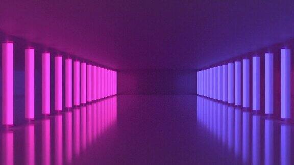 房间里有粉色和紫色的灯光