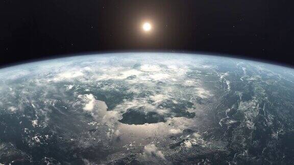 从轨道上看现实的地球和太阳