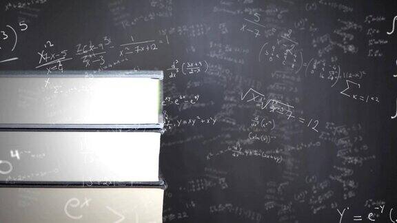在黑板上用数学方程摞书