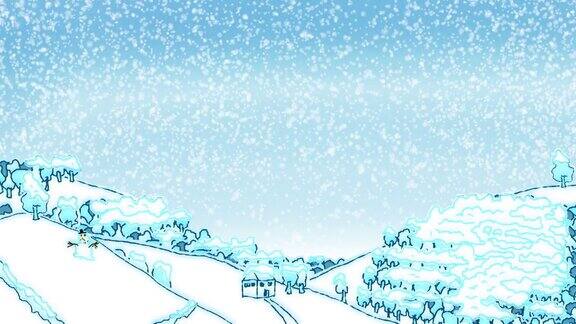 满是雪景的乡村风景