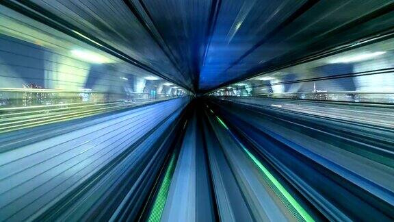 自动列车移动到隧道的时间流逝东京日本