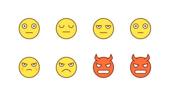 表情贴纸设置严重愤怒的恶魔动画表情符号阿尔法通道