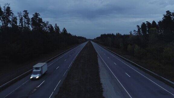 空中景观观赏乡村道路傍晚