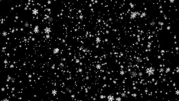 雪(可循环)高细节雪花落在黑色背景色度键冬天风暴暴风雪电影下雪夜晚