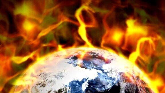破坏的地球和火焰背景