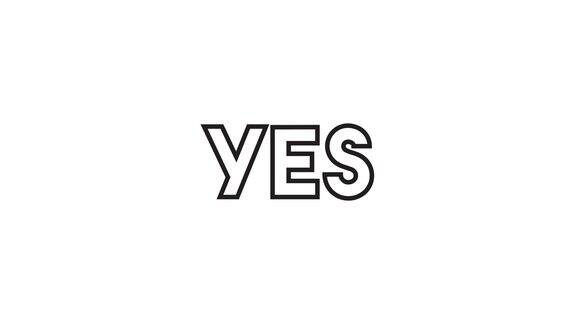 现代的“YES”线图标动画在白色的背景