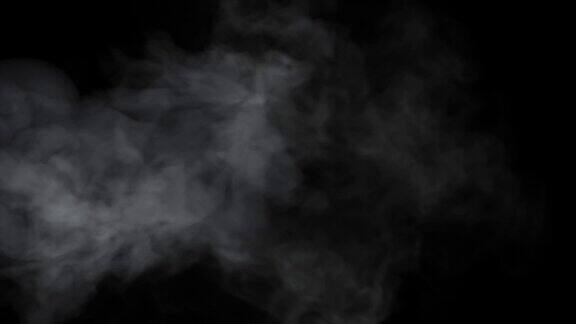 白色的烟雾慢慢地弥漫着空间柔和的雾在黑暗的背景慢动作现实的大气灰色烟雾在黑色的背景抽象的烟雾云动画雾的效果烟流效应