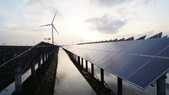 太阳能板和风能自然界的清洁能源