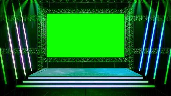 逼真的绿光照射在舞台上