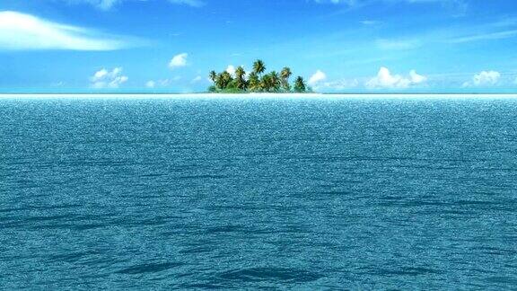 热带海水海浪运动在阳光明媚的白天海滩上有海陆岛屿