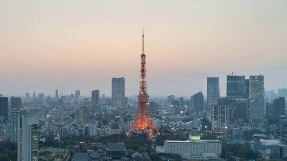 日落时日本东京塔景观