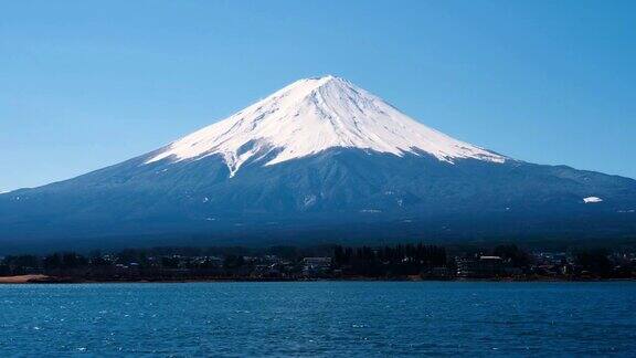 从川口湖看富士山