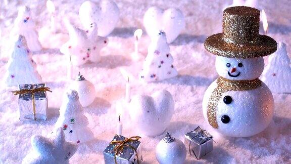 雪人上的雪为新年或圣诞节国际假日