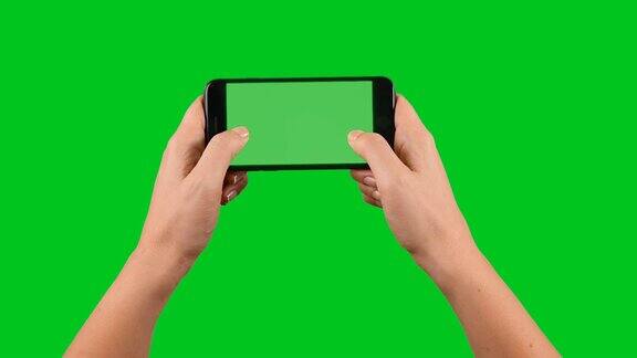 使用绿色屏幕显示色度键的智能手机4k4k