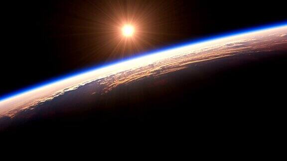4k大飓风上空的日出从太空看地球