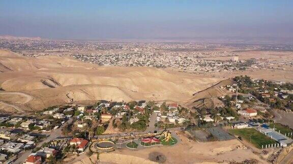 巴勒斯坦杰里科城和以色列村鸟瞰图