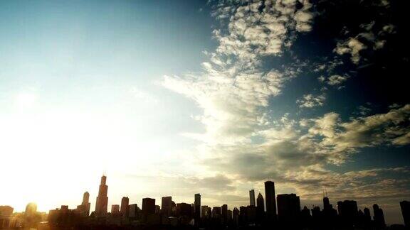 芝加哥日落时间流逝