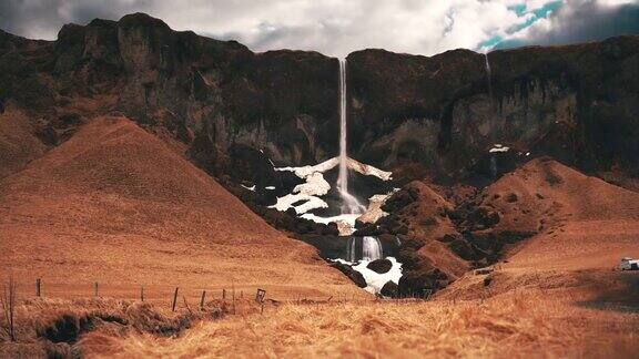 瀑布在冰岛