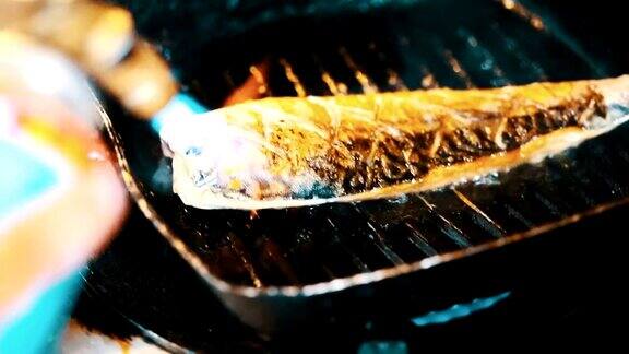 沙巴烧鱼烧烧和烤鲭鱼在日本食物