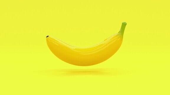 黄色抽象香蕉卡通风格3d渲染食品水果健康概念