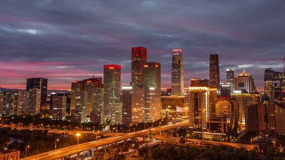 ZO俯瞰北京从白天到夜晚的过渡