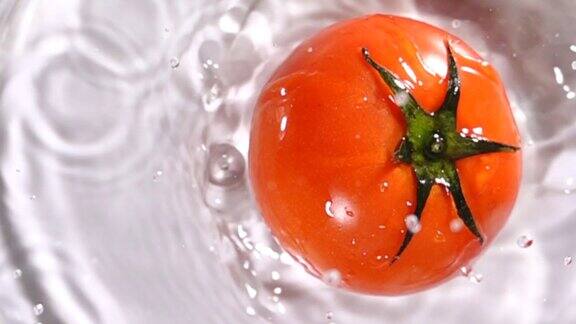 超级慢镜头:番茄掉在地上溅起水花