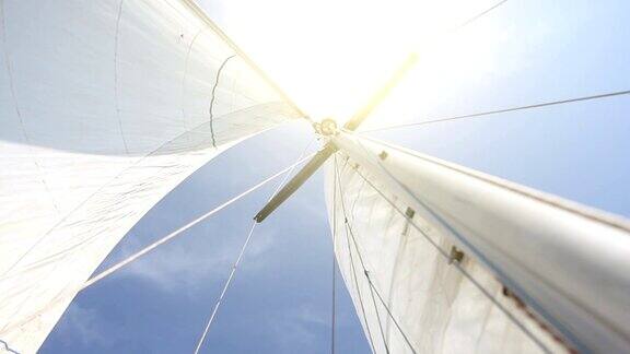 帆船细节:太阳和风帆