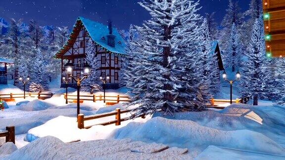 雪山小村圣诞夜