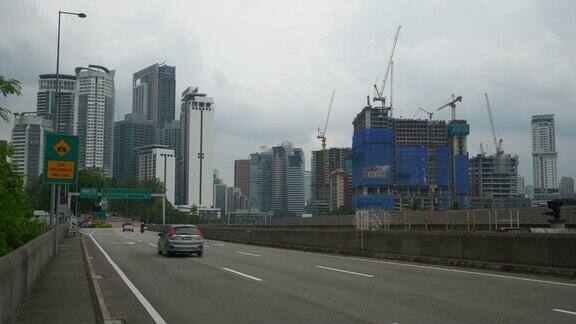 吉隆坡城市交通道路边建设全景4k马来西亚