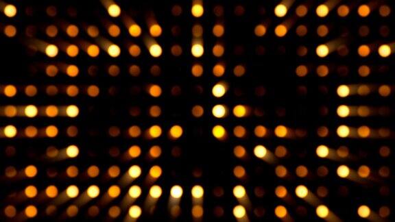 橙色圆圈音乐视频背景-网格点与随机生成效果的黑色背景
