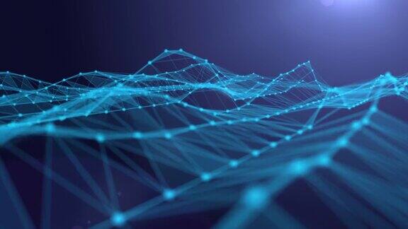 抽象背景未来主义设计DNA几何形状数据连接线和点未来主义数字背景商业科学和技术蓝色背景波运动运动