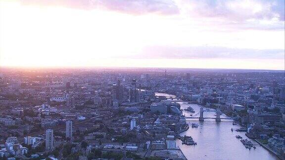 伦敦英格兰航拍日落