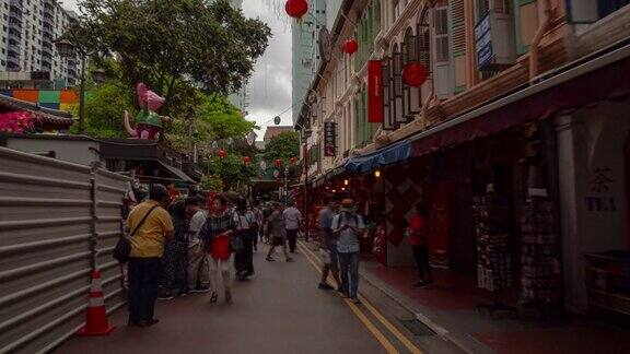 白天时间新加坡城中国城著名步行街步行时间全景4k