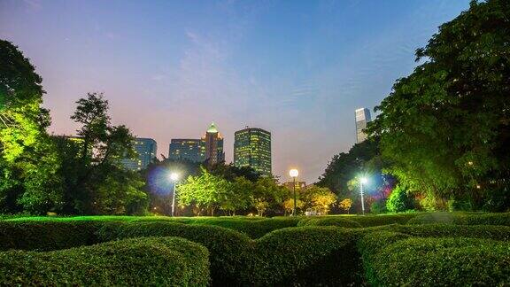 中国香港城市日落黄昏公园全景4k时间推移