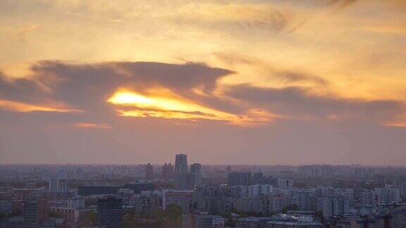 莫斯科城市风景日落时间流逝