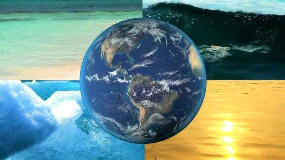 蒙太奇地球CG可再生水动力