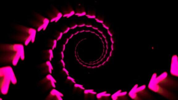 照亮隧道的粉红色箭头自旋线环动画