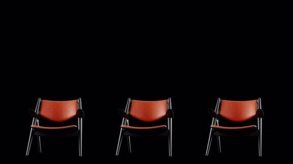 4k现代扶手椅橙色皮革和黑色木材现代家具旋转循环副本的空间