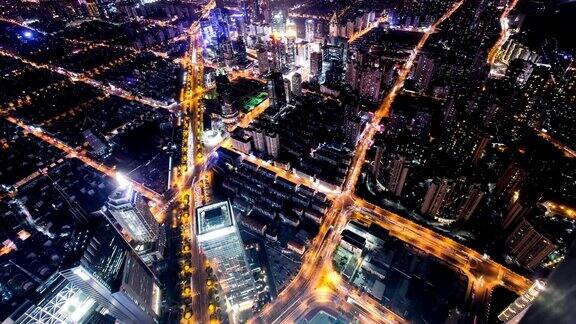 上海夜景全景照明高角度视角时间流逝