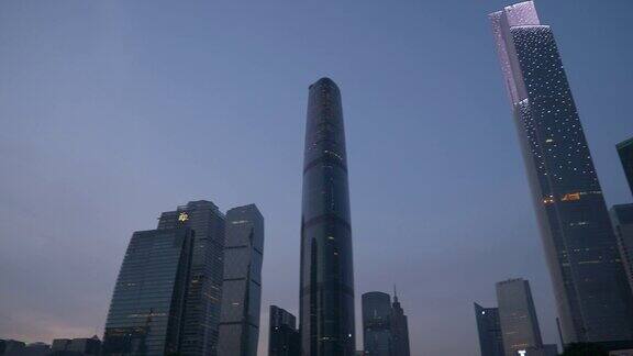 黄昏时分广州市区著名的大都市全景4k中国